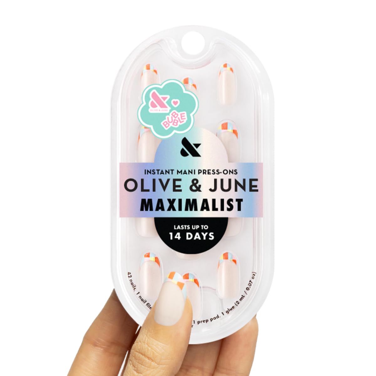 Maximalist Press-On Nails | 42 Non-Toxic Fake Nails in 21 Sizes | Short Almond Sparkle Party Design