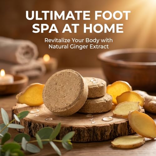 FOMIYES 20Pcs Ginger & Mugwort Foot Soak Tablets for Detox Circulation & Relaxation