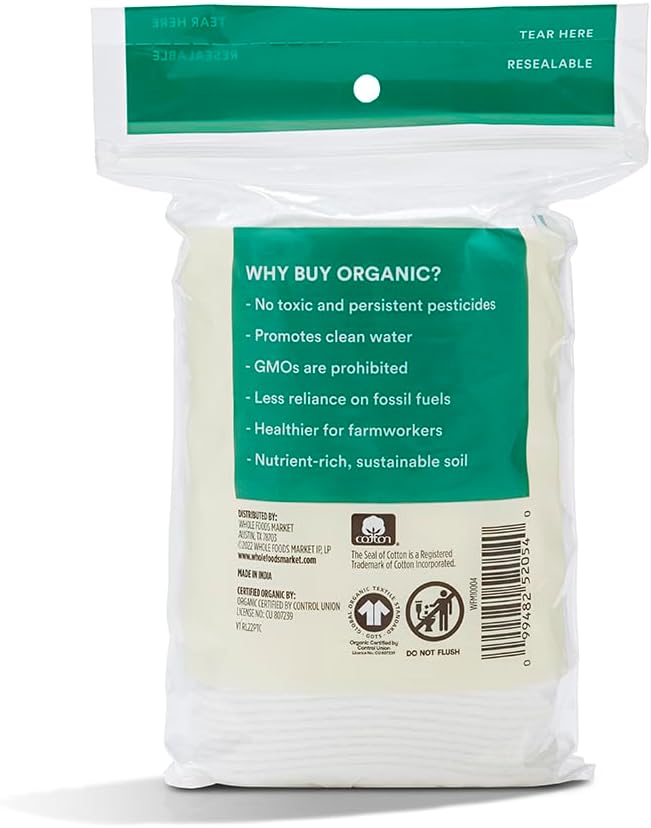 Organic Cotton Exfoliating Ovals - 50 Count for Gentle Skin Care
