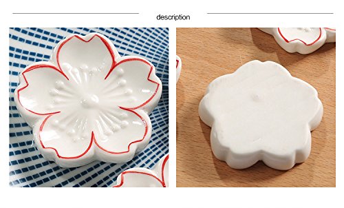Cherry Blossom Ceramic Chopsticks Rest - Set of 6 Elegant Tableware