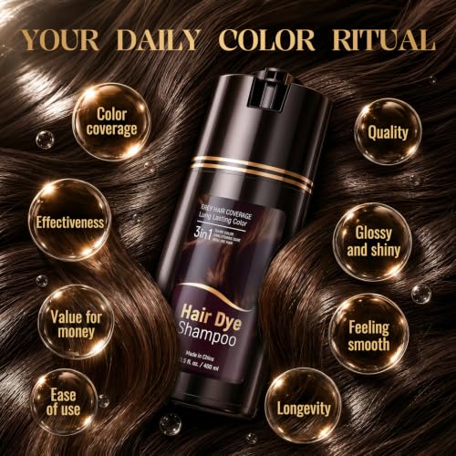 BOJICA Dark Brown Hair Dye Shampoo 3-in-1 Gray Coverage Fast-Acting