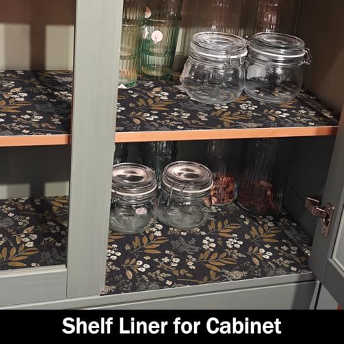 Non-Slip Waterproof Shelf Liner - Floral Design, 12in x 10ft