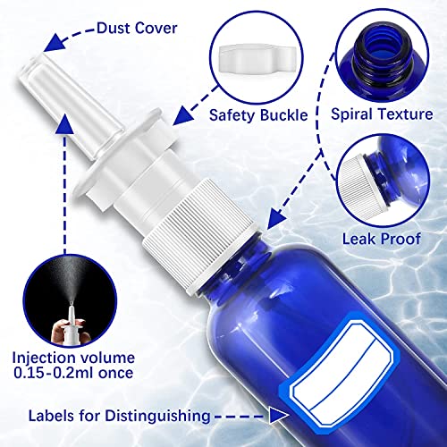 Cupohus 30ml Glass Nasal Spray Bottles, 3-Pack Leak-Proof Travel Atomizers