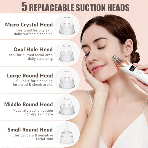 2026 Blackhead Remover Pore Vacuum,Facial Pore Cleaner-5 Suction Power,5 Probes,USB Rechargeable Blackhead Vacuum Kit Electric Pore Vacuum Tool for Adult