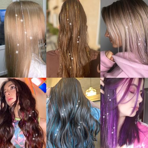 Aokomisu 18Pcs Pink 20 Inch Clip-In Hair Tinsel Extensions for Girls & Women