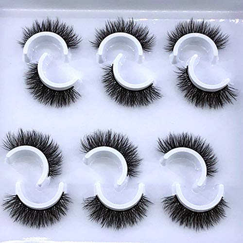 HBZGTLAD MDF-10 6 Pairs Natural Faux Mink 3D False Eyelashes Pack