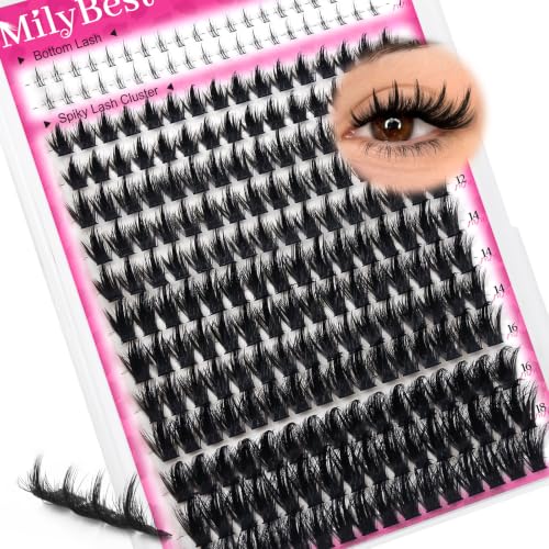 MilyBest 100D Manga Lash Clusters with Spikes & Bottom Lashes - 232pcs, 10-18mm D-Curl, Faux Mink, Reusable, DIY Glam