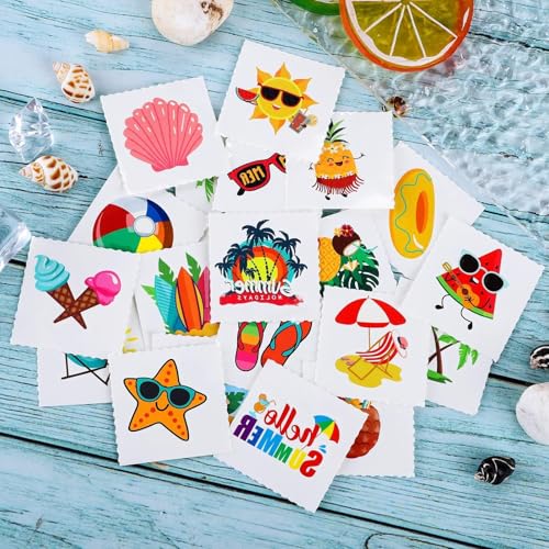 144 Waterproof Tropical Temporary Tattoos for Summer Parties