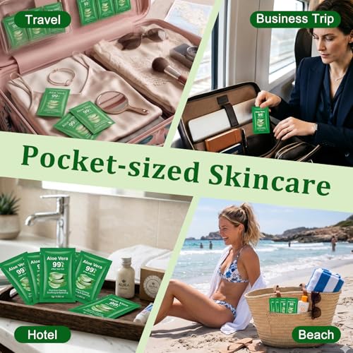 Jutqut 60-Pack Travel Size Aloe Vera Gel - Pure Moisturizing After-Sun Care