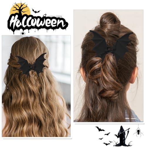 Halloween Bat Hair Clips - Matte Black Gothic Claw Barrettes