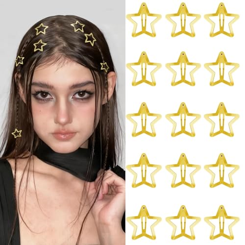 VIBILIA Y2K Star Hair Clips - 15 PCS Gold Non-Slip Barrettes