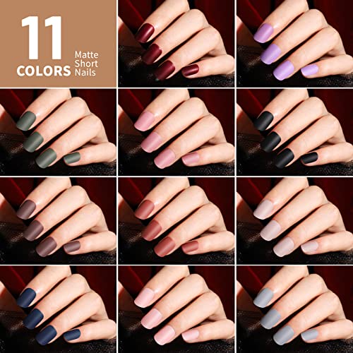 Teenitor 576Pcs Short Square Press On Nails Kit - Matte, Glossy & Glitter