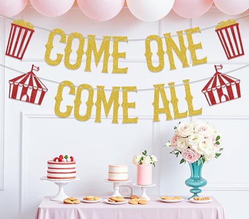 Come One Come All Circus Banner for 1st Birthday Party Decorations