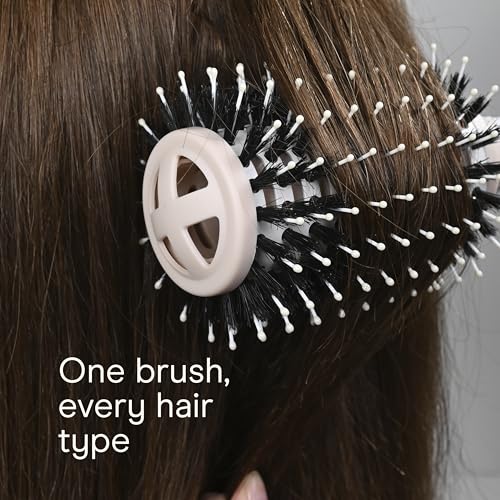 Conair Ceramic & Wood Round Hair Brush - Vented Barrel for Smooth Blowouts