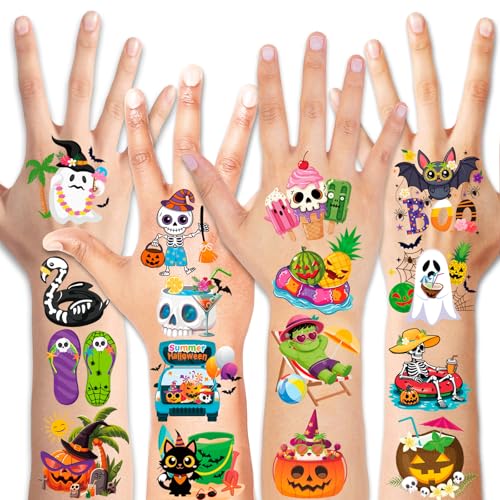 80pcs Summer Halloween Temporary Tattoos for Kids & Adults