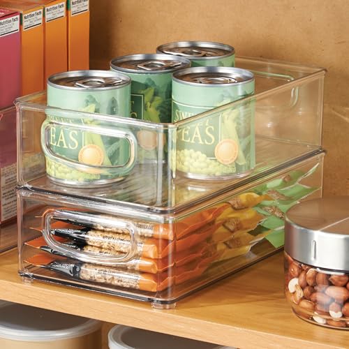 iDesign Stackable Pantry Bins with Handles - Set of 2 Clear Storage Containers