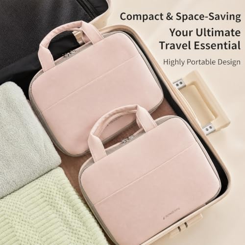 Hanging Toiletry Bag 3-Tier PU Leather Waterproof Travel Organizer