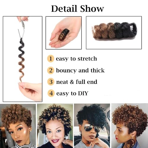 S-noilite 10 Inch Jamaican Bounce Curls Crochet Braids - 3 Pack Light Brown
