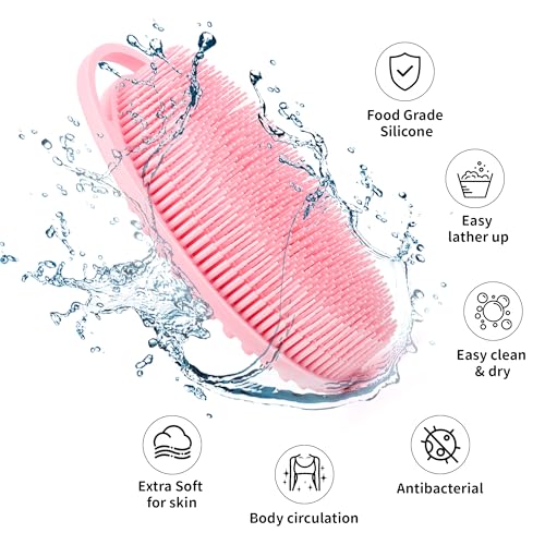 Silicone Body Scrubber 2-Pack for Sensitive Skin - Fast-Drying, Hygienic Shower Brush