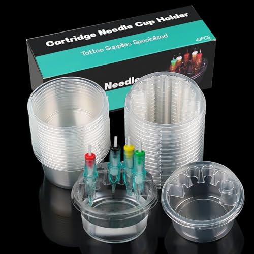 40PCS Disposable Tattoo Cartridge Cup Holder - Clear Plastic Trays