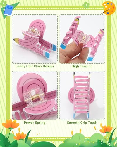 WELROG 3-Pack School-Themed Hair Claw Clips - Fun Designs for All Hair Types