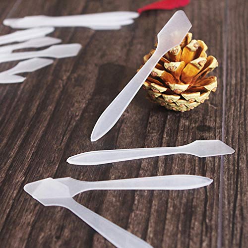 Clear 100 Pack Cosmetic Spatulas - Small Plastic Spoons for DIY Facial Mask & Skincare