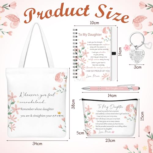 To My Daughter 5-Piece Inspirational Gift Set with Tote and Notebook