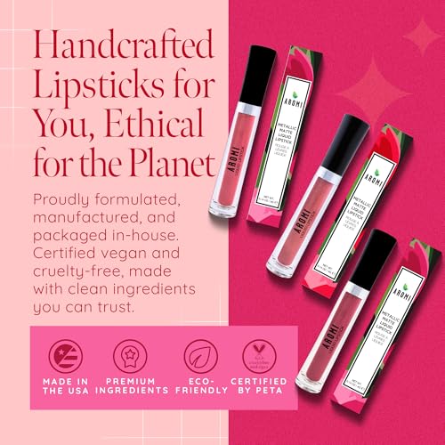 Aromi Pixie Dust Metallic Liquid Lipstick - Dusty Rose Color