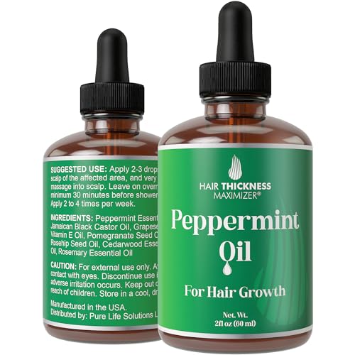 Hair Thickness Maximizer Peppermint Hair Growth Oil 2oz - Nourishing Hair Treatment for Thinning & Damaged Hair