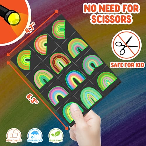 Rainbow Party Favors Set with 24 LED Finger Lights & 48 Glow Tattoos