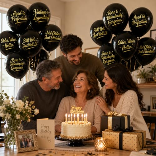 Funny Black Birthday Balloons for Adults - Humorous Party Decorations