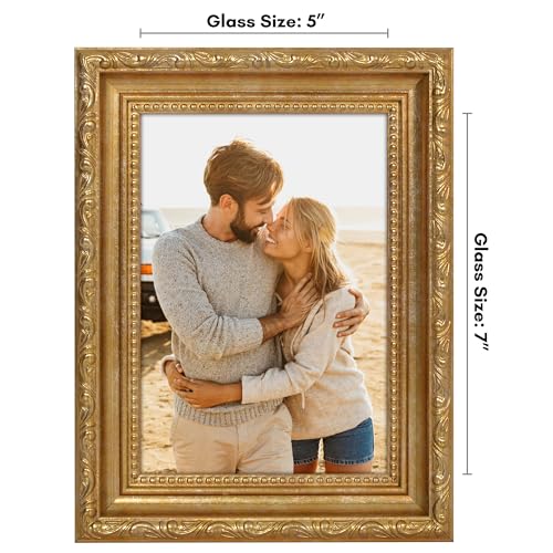 Ornate Gold 5x7 Picture Frame with Shatter-Resistant Glass