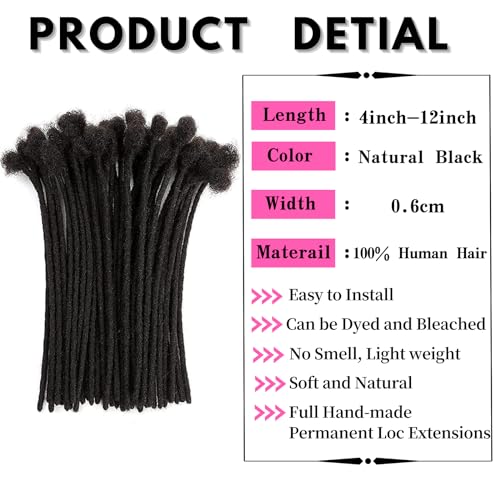 6 Inch Loc Extensions - 10 Strands Natural Black Human Hair