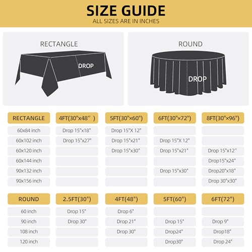 2-Pack 60x102 Inch Black Table Cloths - Stain & Wrinkle Resistant Polyester