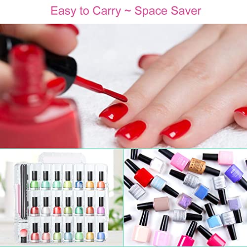 Clear Nail Polish Organizer Case - 48 Bottle Storage with Adjustable Dividers