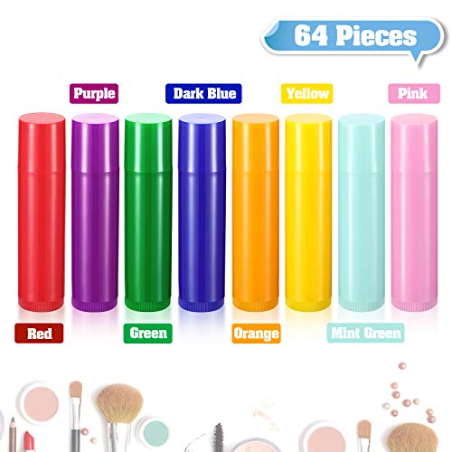 64 Pcs Red Lip Balm Tubes 5ml Empty Refillable Rotatable
