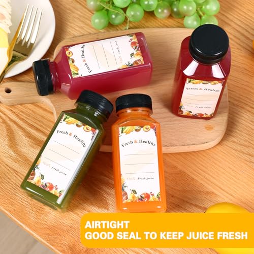 Moretoes 12-Pack 8oz Clear Juice Bottles with Tamperproof Caps