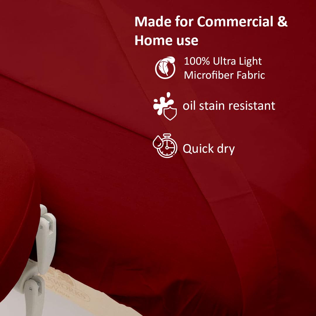 Cottingon 3 Piece Massage Table Sheet Set - 100% Brushed Microfiber, Wrinkle-Free | Fits 36" x 77" Massage Beds, Burgundy