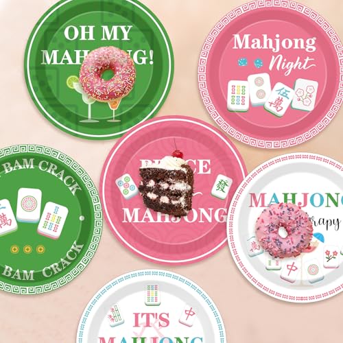 48PCS Mahjong Disposable Paper Plates - 7 Inch Party Supplies