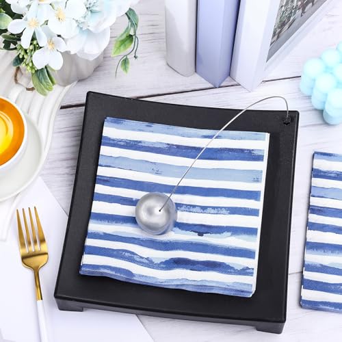 50 Pcs Navy Blue and White Stripe Disposable Paper Napkins