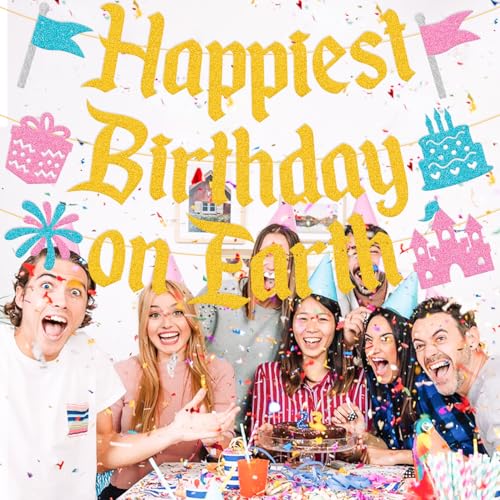 Happiest Birthday on Earth Banner - Princess Party Decorations