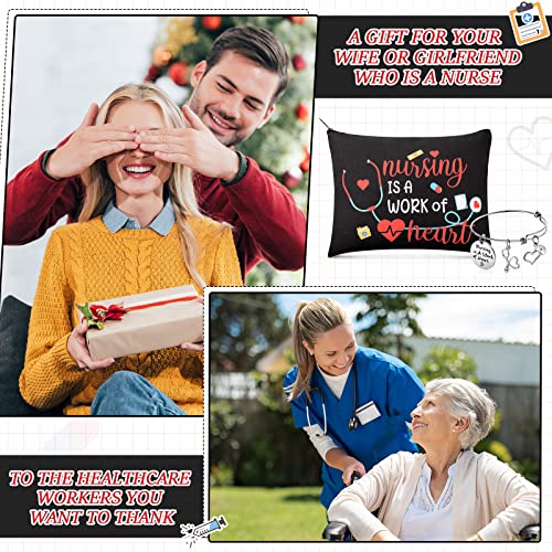 8-Piece Nurse Appreciation Gift Set: Canvas Makeup Bags & Bracelets