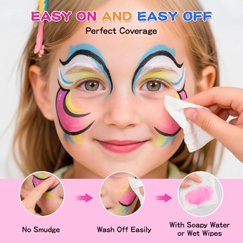 Professional Face Painting Kit for Kids and Adults - 12-Color Split Palette