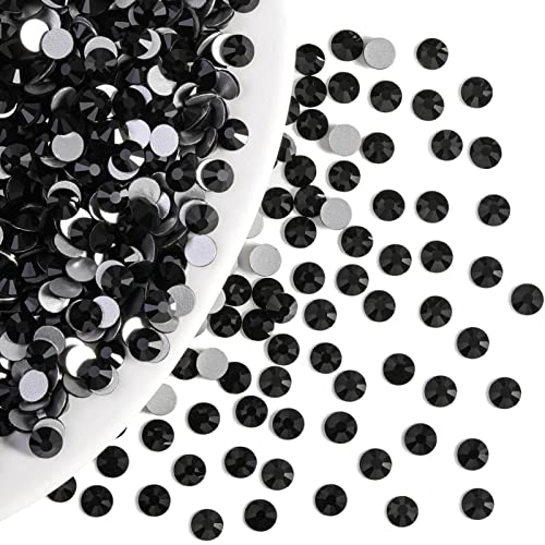 Beadsland Jet Black Flatback Glass Rhinestones, SS10 2.8mm, 14400pcs