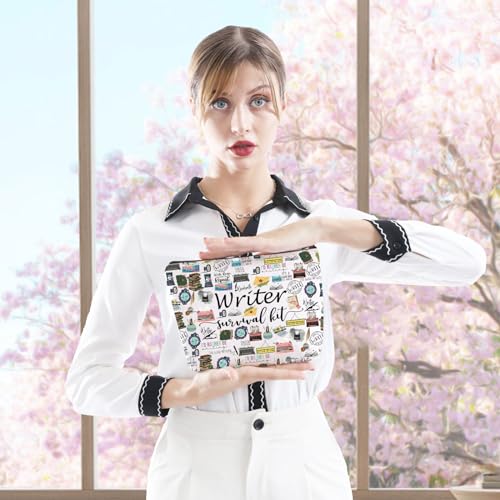 Writer Survival Kit Cosmetic Bag - Durable Canvas Makeup Organizer Pouch