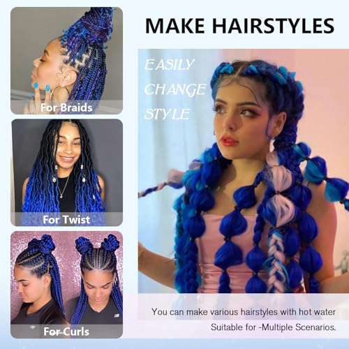 Roeula Electric Blue Pre-Stretched Braiding Hair 18 Inch - 3 Packs