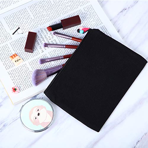 Large 16 Pcs Canvas Zipper Pouches - Beige and Black Pencil Bags