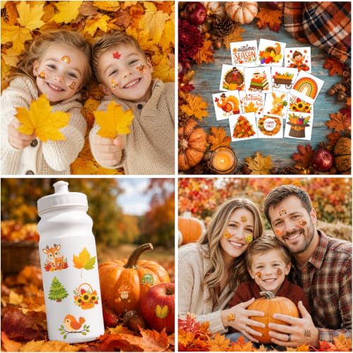 Fall Temporary Tattoos for Kids - Autumn Themed Kids Tattoos, 96 pcs, Fall Variation