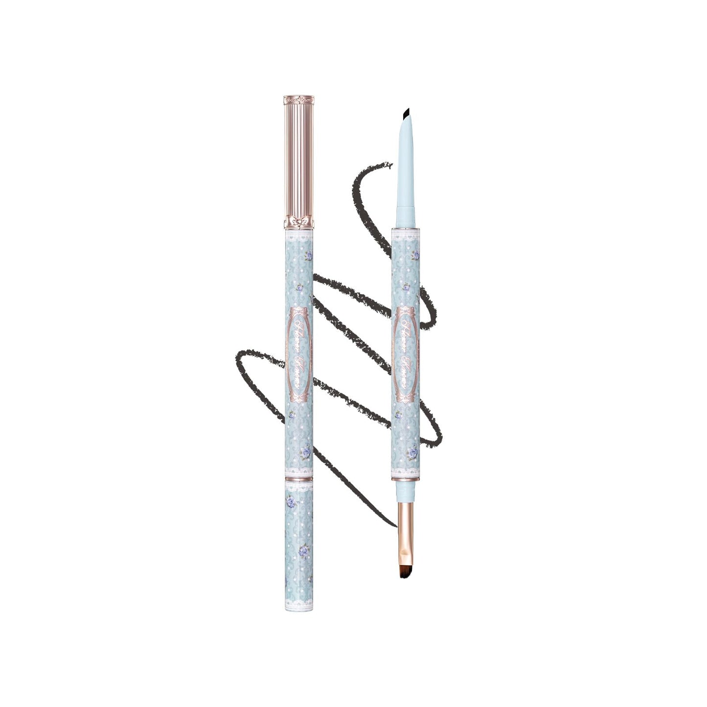 Flower Knows Bunny Garden Gel Eyeliner,Dual-Ended Gel Eyeliner Pencil,Waterproof & Longlasting,Smudge Proof Satin Finish Formula,Cruelty-Free & Vegan (01 Natural Black)