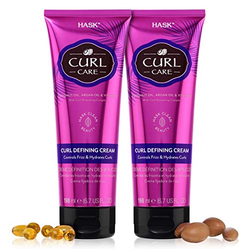 HASK Curl Care Coconut Defining Cream - Frizz-Free Hair Styling, 6.7 oz (2 Pack)